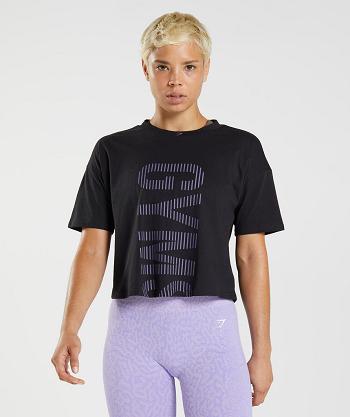 Dámské T Shirts Gymshark 315 Midi Černé Fialové | CZ 3259OKI